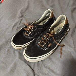 Vans Black Canvas Low-Top Sneakers with Brown Accents